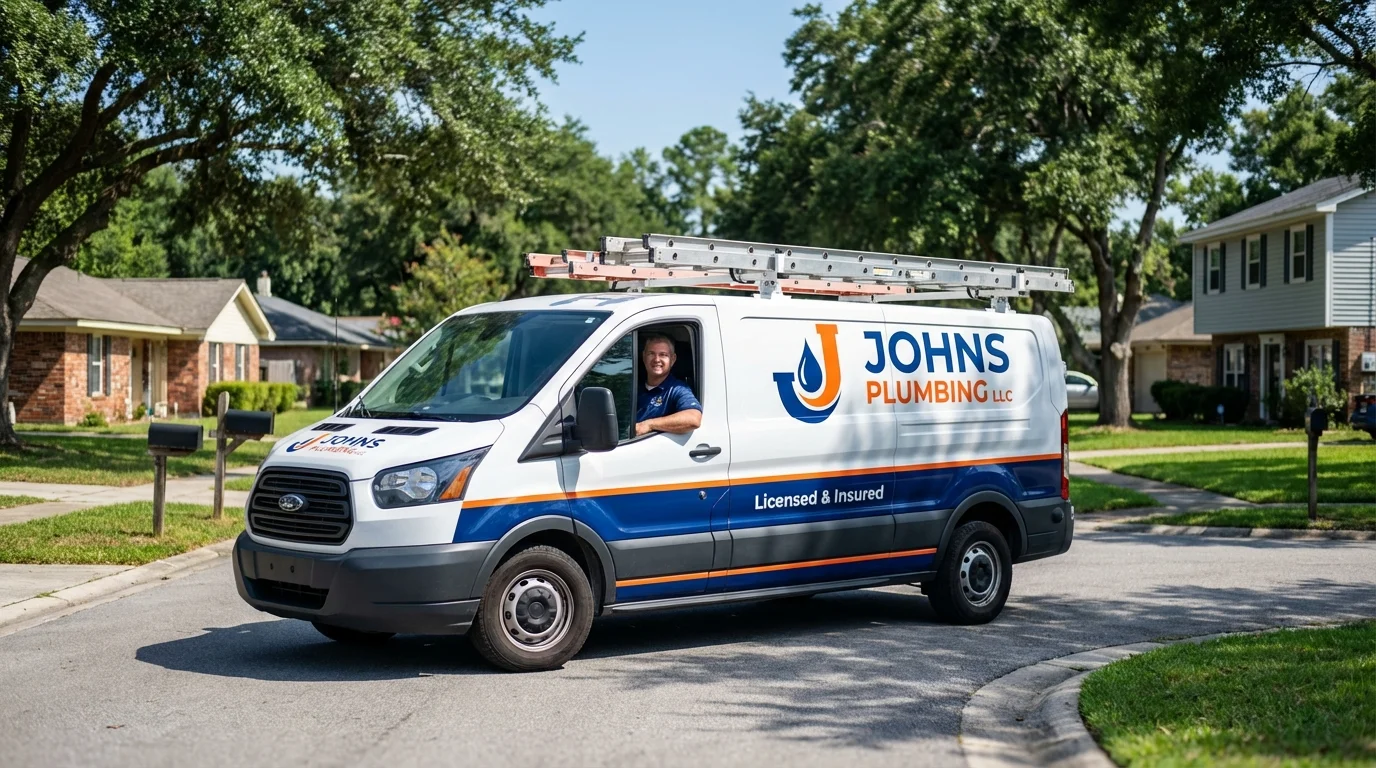 Johns Plumbing LLC service van in Hawkinsville, GA