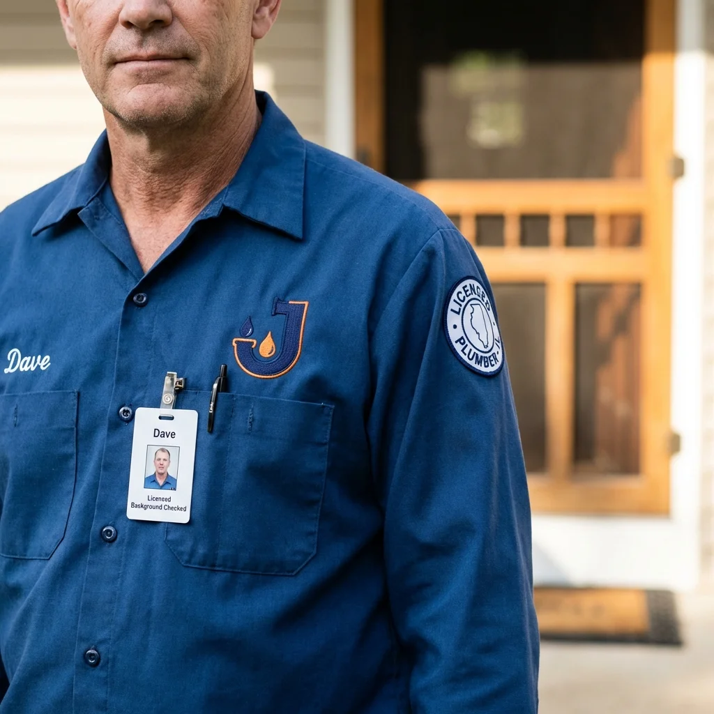 Licensed plumber showing ID badge in Hawkinsville, GA