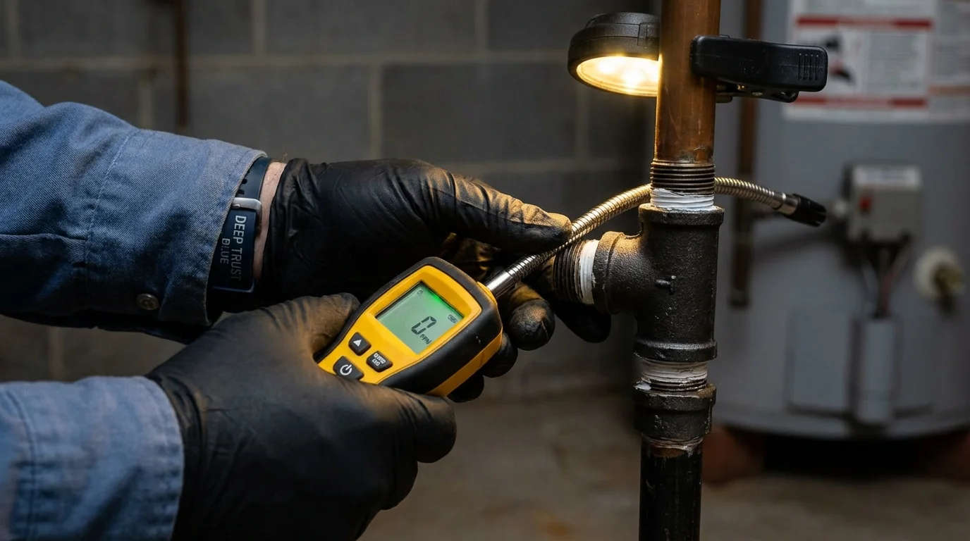 Gas leak detection with electronic sniffer by Johns Plumbing LLC in Hawkinsville