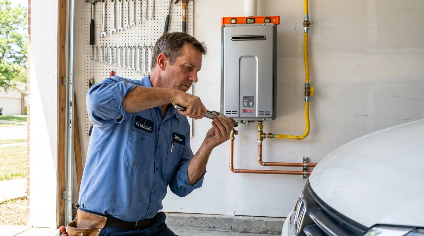 Tankless water heater installation by a Johns Plumbing LLC plumber in Hawkinsville